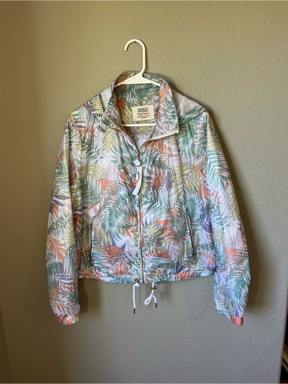 Ashley by 26 International Tropical Palm Print Lightweight Utility Jacket Size M